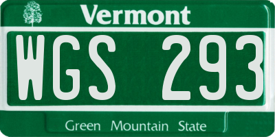 VT license plate WGS293