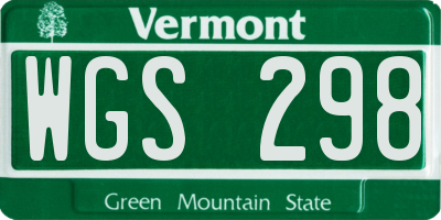 VT license plate WGS298