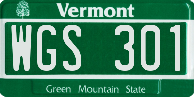 VT license plate WGS301