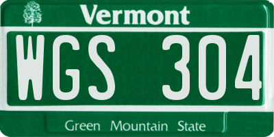 VT license plate WGS304