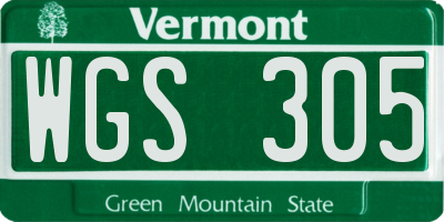 VT license plate WGS305