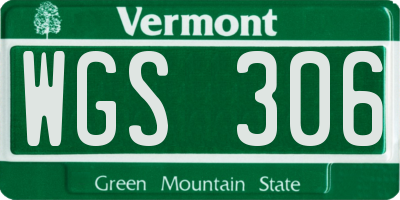 VT license plate WGS306