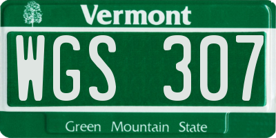 VT license plate WGS307