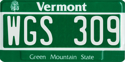 VT license plate WGS309