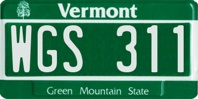 VT license plate WGS311