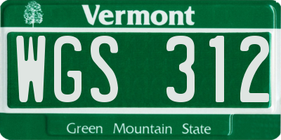 VT license plate WGS312