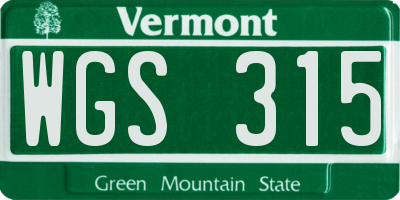 VT license plate WGS315