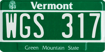 VT license plate WGS317