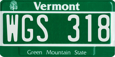 VT license plate WGS318