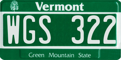 VT license plate WGS322