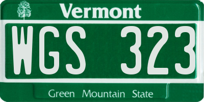 VT license plate WGS323