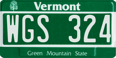 VT license plate WGS324