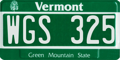 VT license plate WGS325