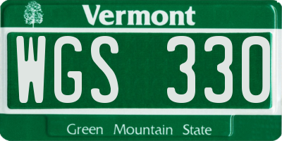 VT license plate WGS330