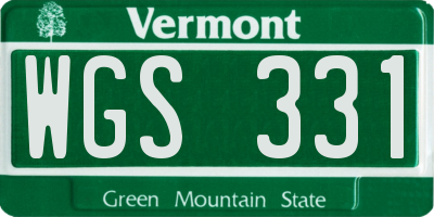 VT license plate WGS331