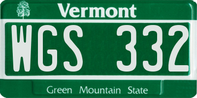 VT license plate WGS332