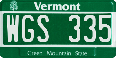VT license plate WGS335
