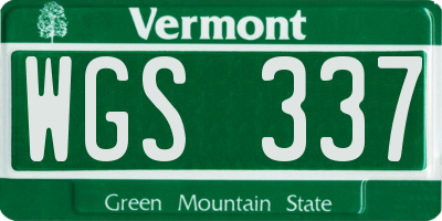 VT license plate WGS337