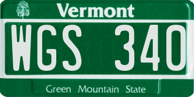 VT license plate WGS340