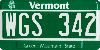 VT license plate WGS342