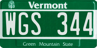 VT license plate WGS344