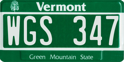 VT license plate WGS347