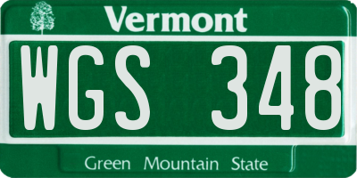 VT license plate WGS348