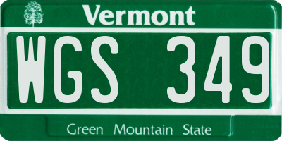 VT license plate WGS349