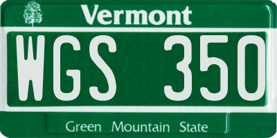 VT license plate WGS350
