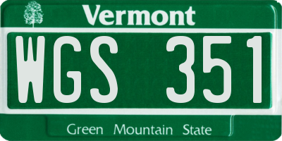 VT license plate WGS351
