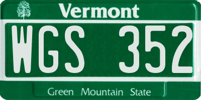 VT license plate WGS352