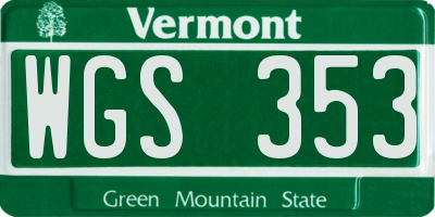 VT license plate WGS353