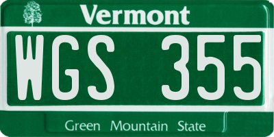 VT license plate WGS355