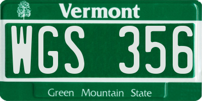 VT license plate WGS356