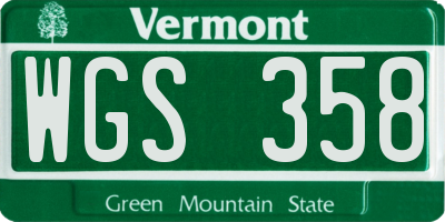VT license plate WGS358