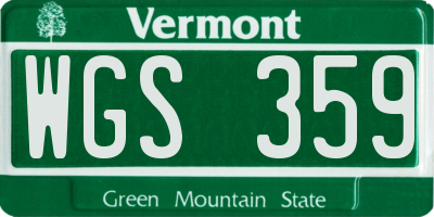 VT license plate WGS359