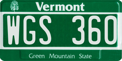 VT license plate WGS360