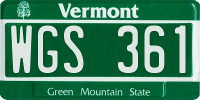VT license plate WGS361