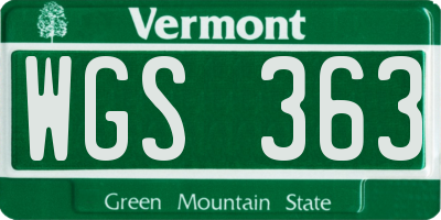 VT license plate WGS363