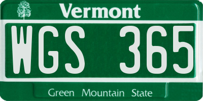 VT license plate WGS365