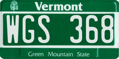 VT license plate WGS368