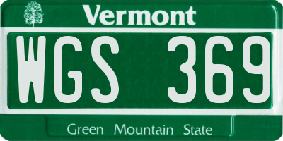VT license plate WGS369