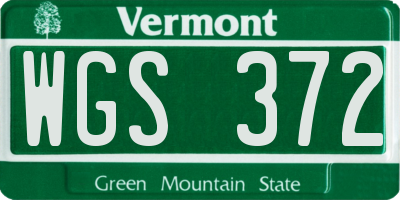 VT license plate WGS372