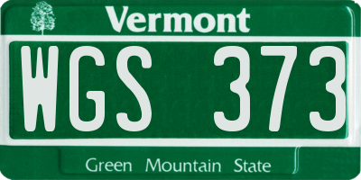 VT license plate WGS373