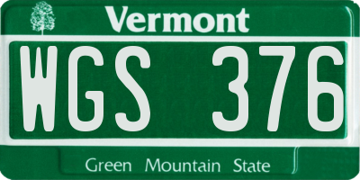 VT license plate WGS376