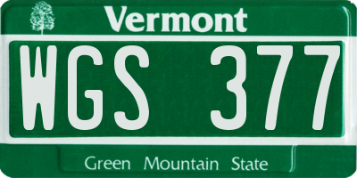 VT license plate WGS377