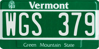 VT license plate WGS379