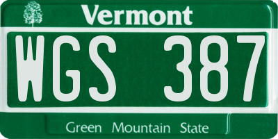 VT license plate WGS387
