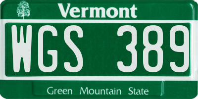 VT license plate WGS389