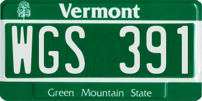 VT license plate WGS391